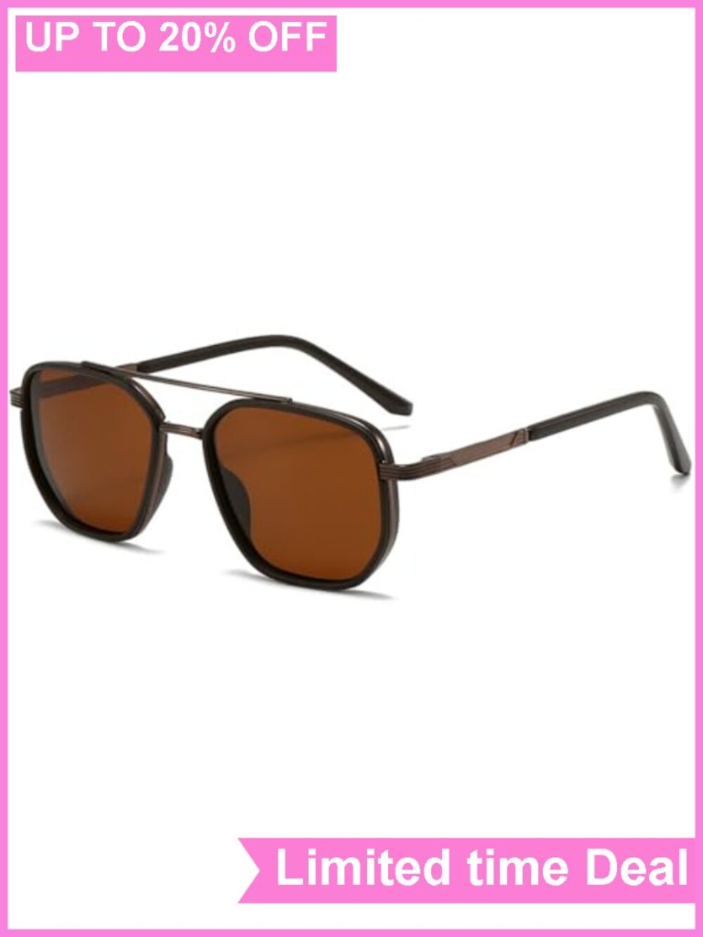 Vintage Square Frame Metal Sunglasses Polarized Double Beam Design Men Women